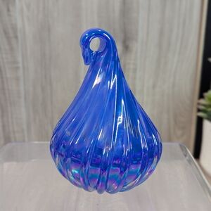 Beth Miller 2000 Y2K Signed Cobalt Blue Iridescent Hand Blown Glass Sculpture